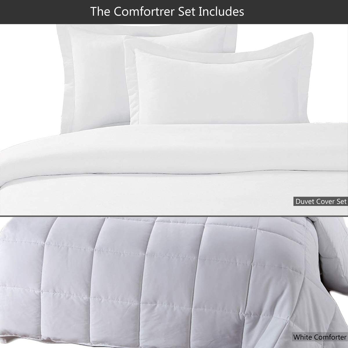 Solid Comforter Set- 600tc Cotton Duvet Cover Set +Down Alternative Duvet Insert