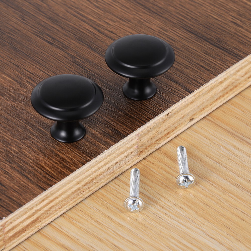 2-100 Pack Matte Black Kitchen Cabinet Knobs Round Drawer Pulls Stainless Steel