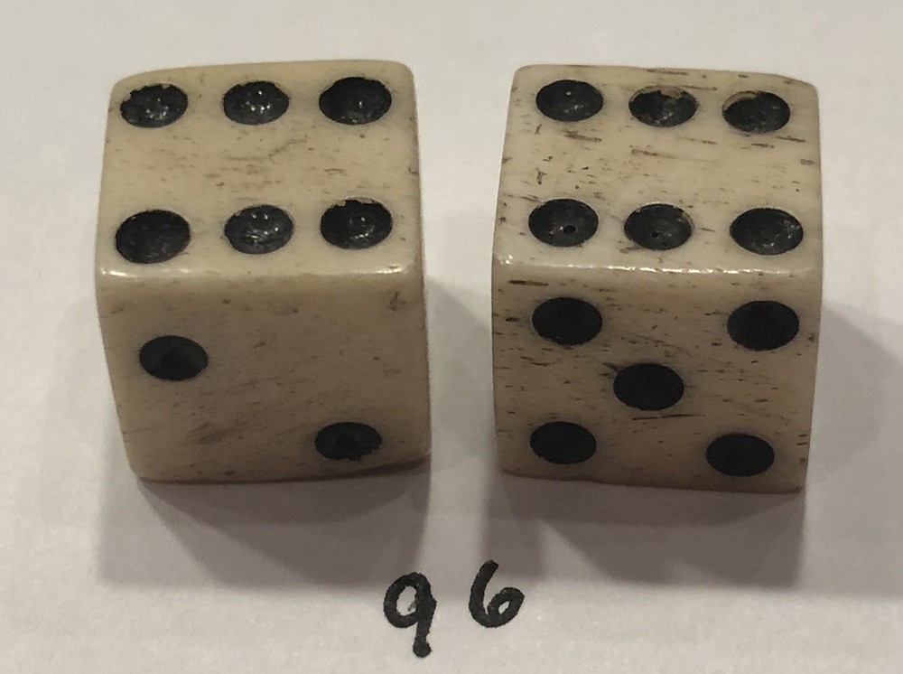 Vintage Pair Bone (Bovine) Dice 7/16”