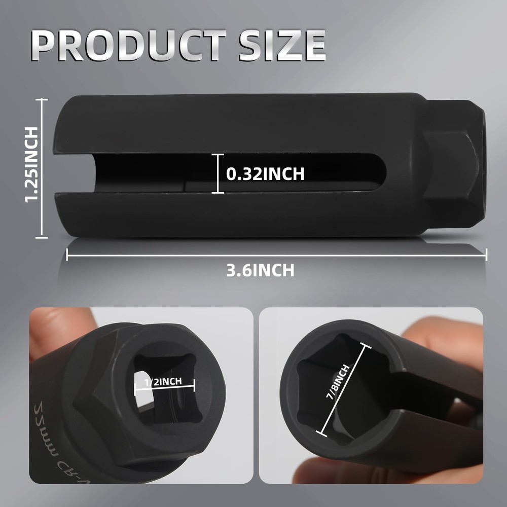 Oxygen Sensor Socket, 7/8” (22mm) O2 Removal Tool 1/2-7/8, One Pcs