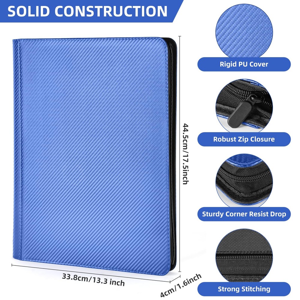 WisOffice Premium 1000 Card Binder, Ringless Side Loading 16 Pockets Card Bin...