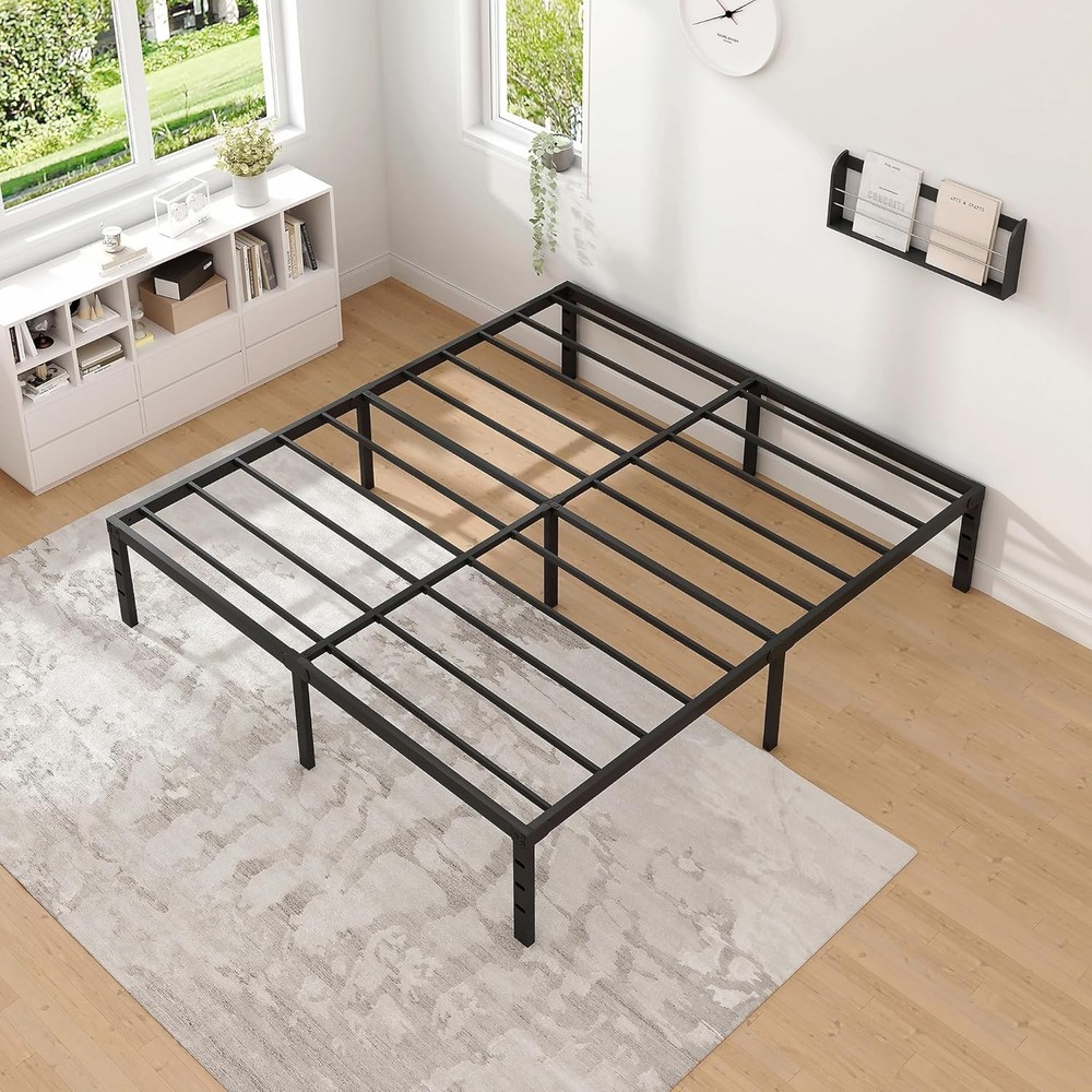 QUEEN SIZE METAL BED FRAME W/ STORAGE Strong Support Easy Assembly Design