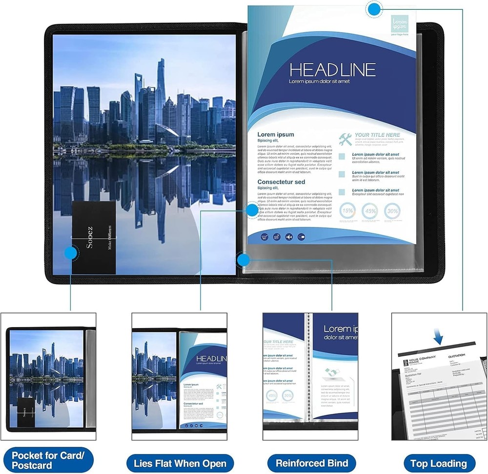 Versatile 30-Pocket Portfolio Binder - Ideal for Artwork, Certificates & More