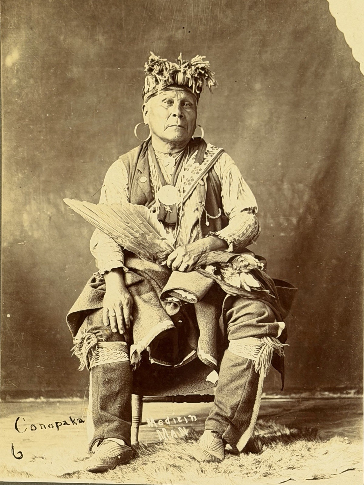 Vintage Native American Indian Portrait "Potawatomi Medicine Man Named Conapaka"