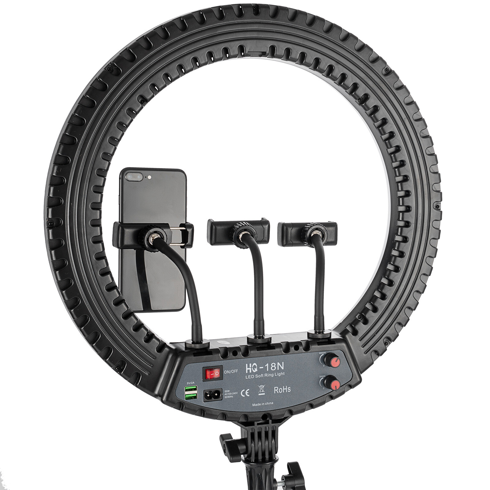 18" LED Ring Light Kit With Stand Dimmable 6000K For Makeup Phone Camera Youtube