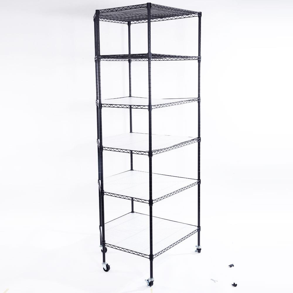 6 Tier Wire Shelving Rack Corner Storage Organizer Adjustable Display Shelf