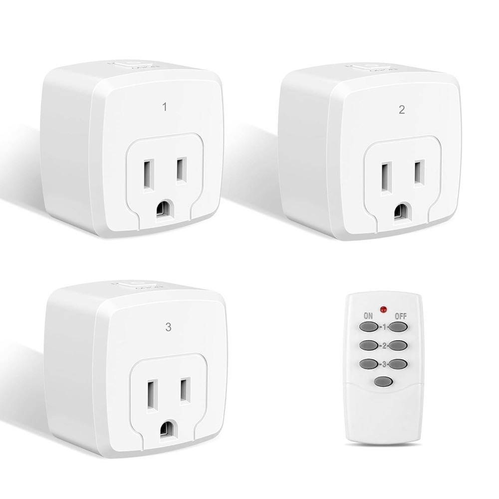 3 Pack Remote Control Outlet with 100FT RF Signal, 15A Wireless Switch Plug