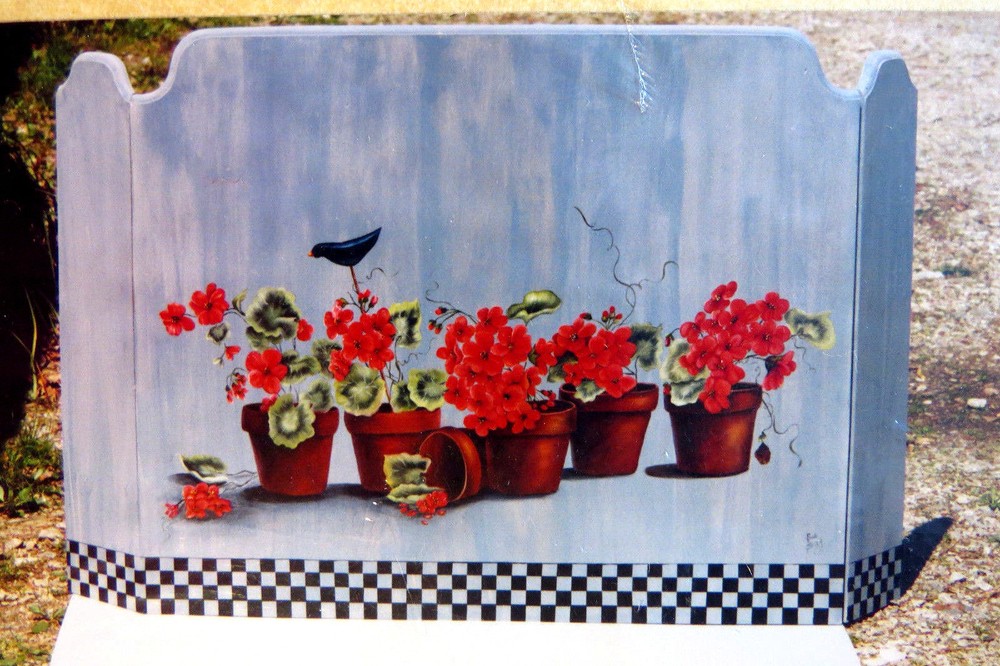 SUE BAILEY Painting PATTERN PACK OILS Red GERANIUMS FIRESCREEN
