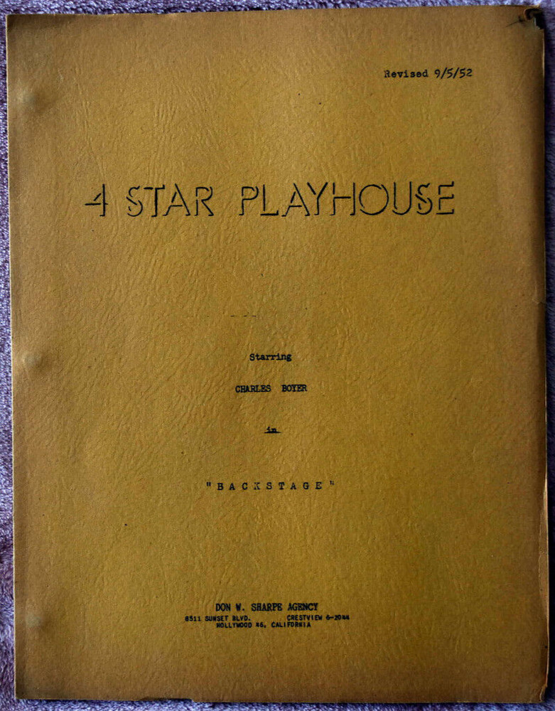 1952 Four Star Playhouse "Backstage" Original Revised Script