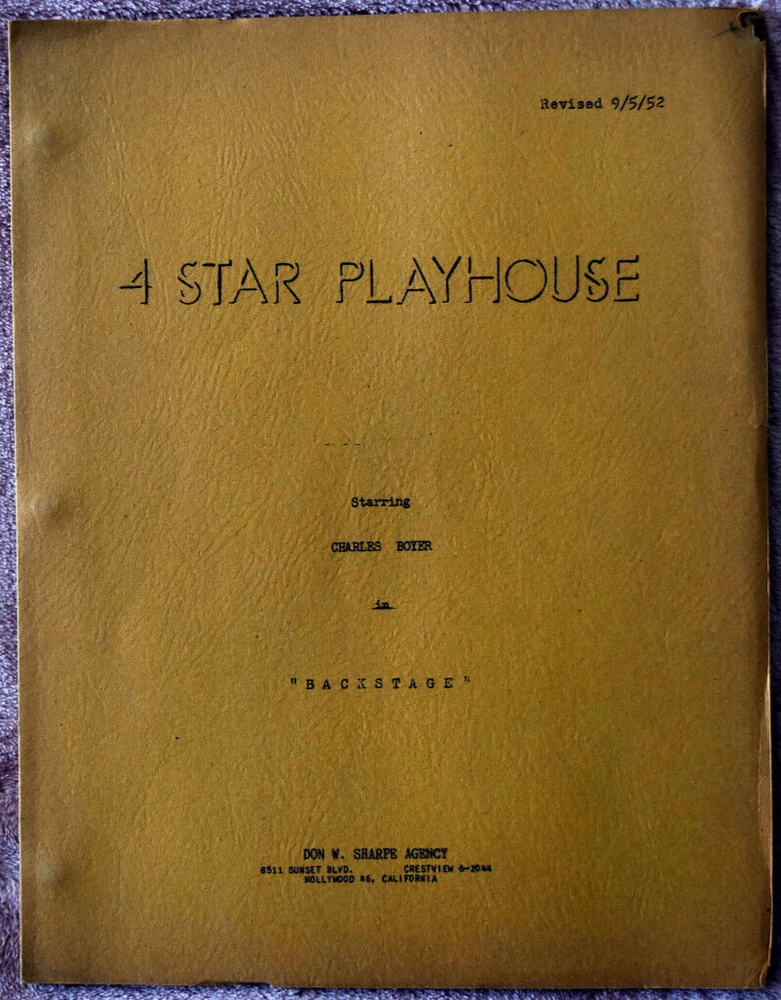 1952 Four Star Playhouse "Backstage" Original Revised Script