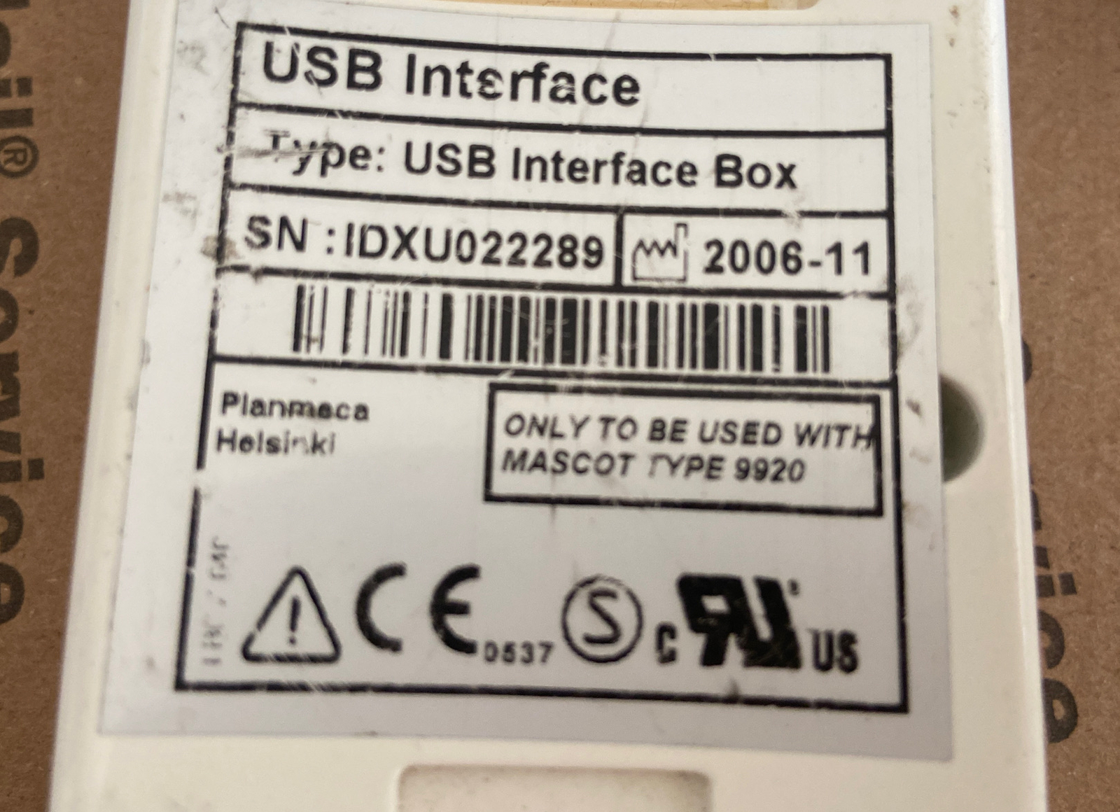 Planmeca Usb Interface Type: USB Interface Box Only Used With Mascot Type 9920