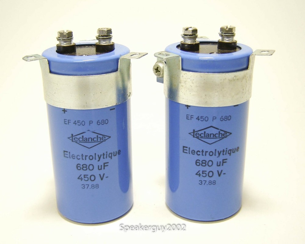 2X Leclanche 680 uf / 450 Volt Capacitors -- KT