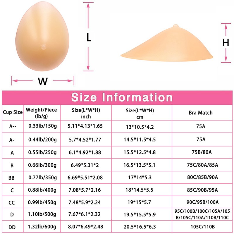Silicone Breast Forms Bra Mastectomy Prosthesis Insert Pad 1 Pair