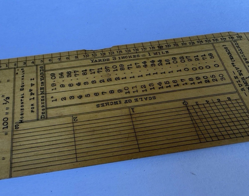 Vintage Original 6" Rectangular Protractor Map Scale Measuring Ruler Old Tool