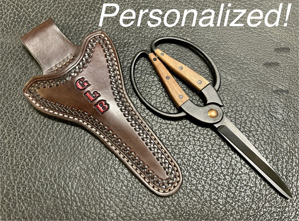 CUSTOM Leather Holster with Scissors - Barebones Shears / Dark Oil Sheath