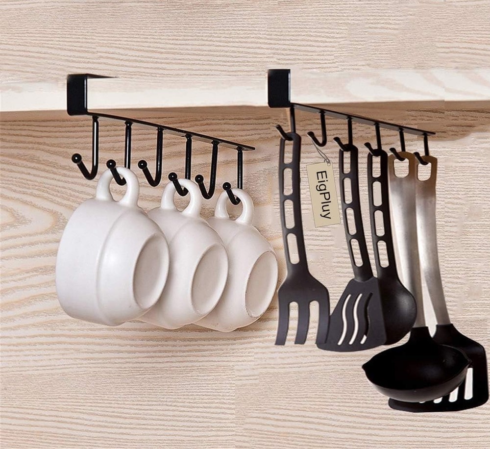 2pcs Mug Hooks Under Cabinet Cups Storage Hook Multifunction Self Adhesive