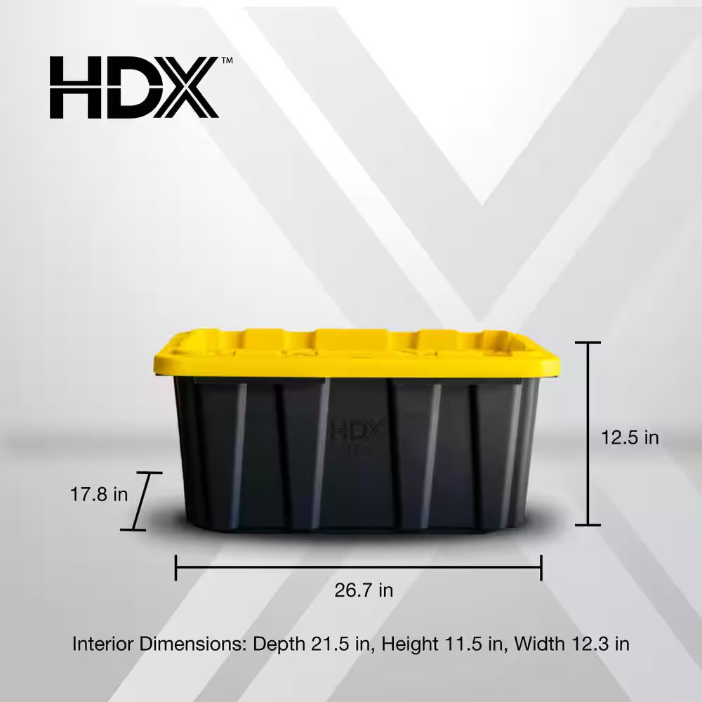 17 Gal. Tough Storage Tote in Black with Yellow Lid