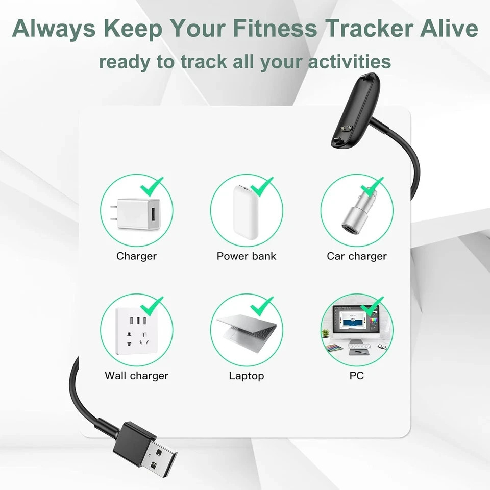 Fitbit Inspire 3 Charger Cable 2 Pack 3.3Ft