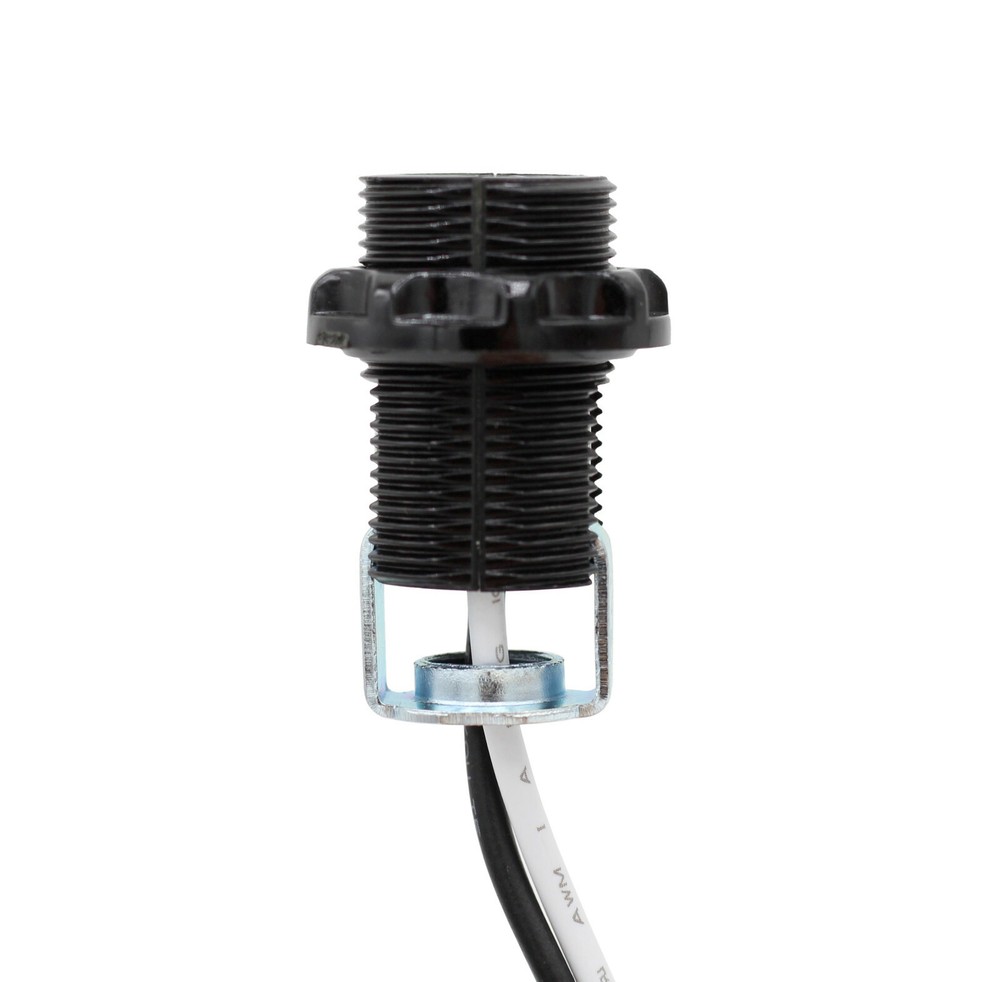 E12 Candelabra Socket with 12” Leads, External Threading, Hickey and Ring