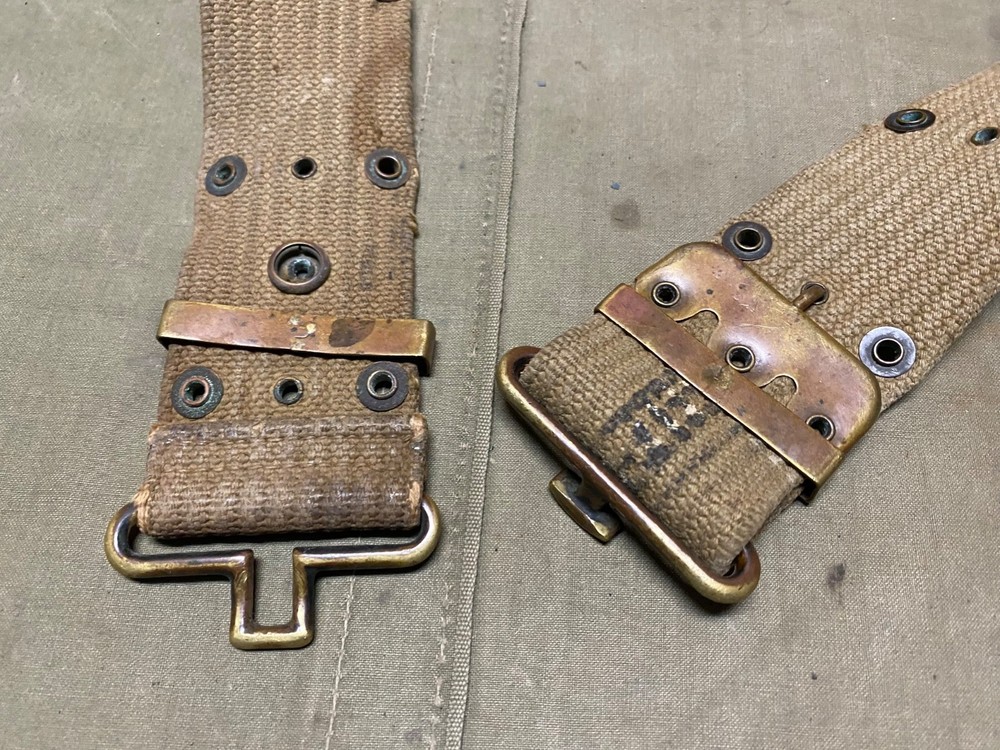 ORIGINAL WWII US ARMY M1942 PISTOL AMMO EQUIPMENT FIELD BELT-OD#3