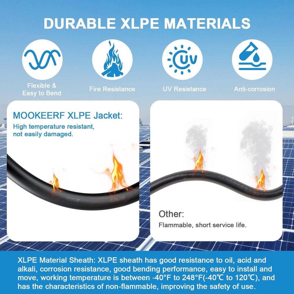 10AWG Solar Extension Panel Cable - 10FT Wire with