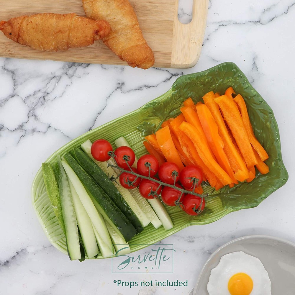 Vegetable Themed Ceramic Serveware Platters and Dishes - Celery