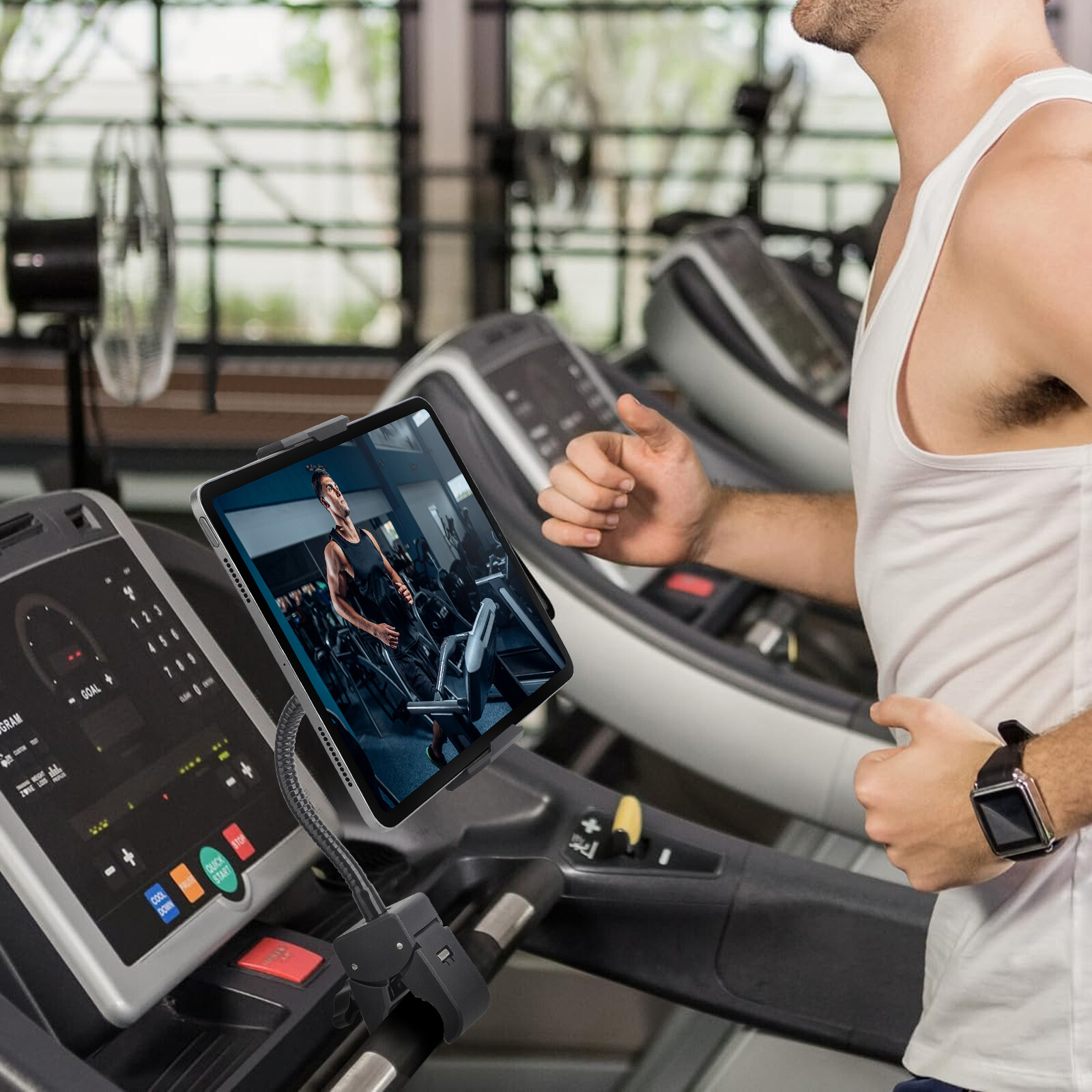 Goosencek Tablet Holder Mount for 5-12.9" iPad Phone for Exercise Bike Treadmill