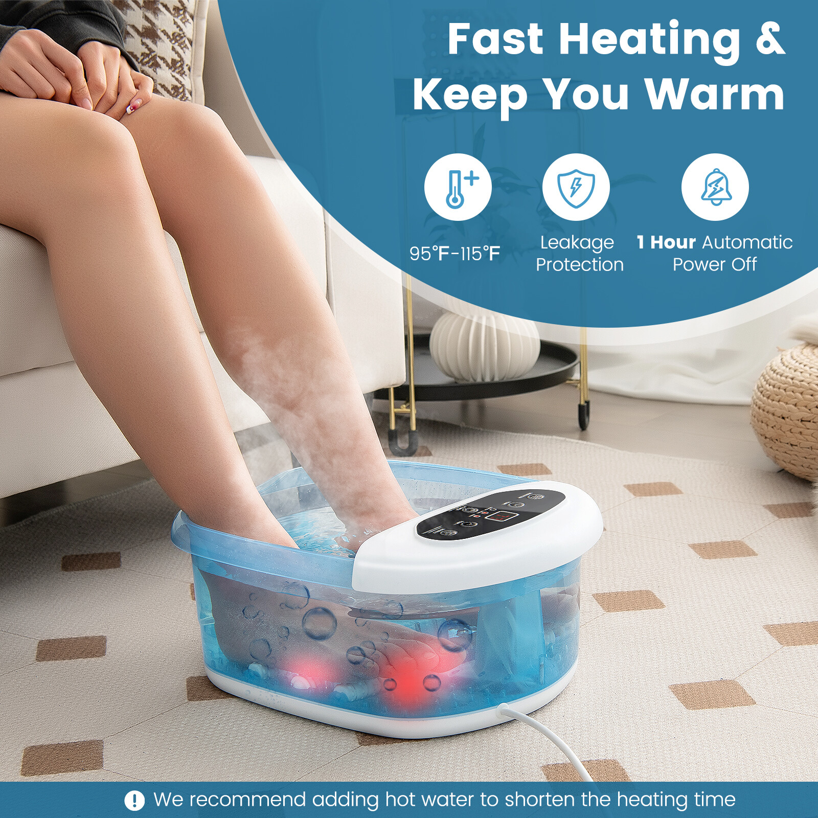 Foot Spa Massager Foot Bath Soak Tub with Heat Bubble Massage Beads