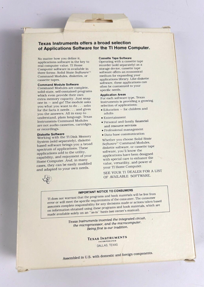 Computer Applications Software - NUMBER MAGIC - Texas Instruments TI-99/4a