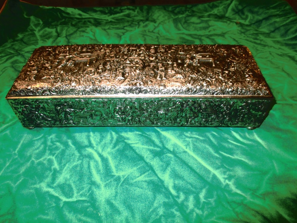 Antique Continental Silver Plated Repose Box