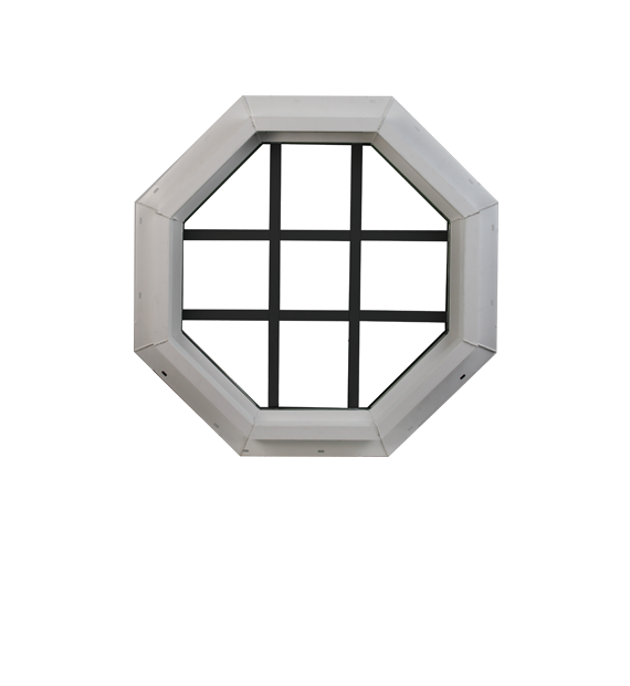 Octagon Window 18" Double Pane Florida Approved Low E White or Black With Grids