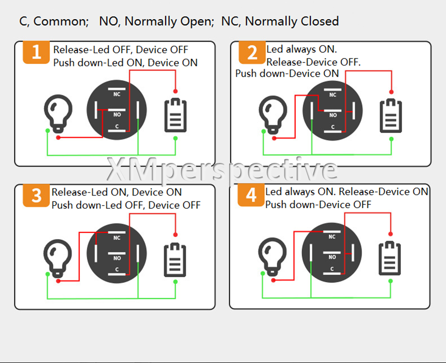 16mm 12V LED ON OFF Push Button Power Switch Latching/Momentary with Wire Socket