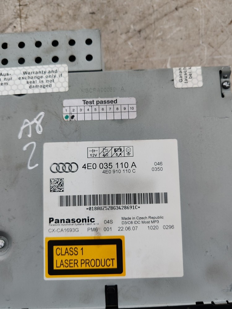 AUDI A8 D3 2007 DISC CD PLAYER CHANGER MODULE 4E0035110A