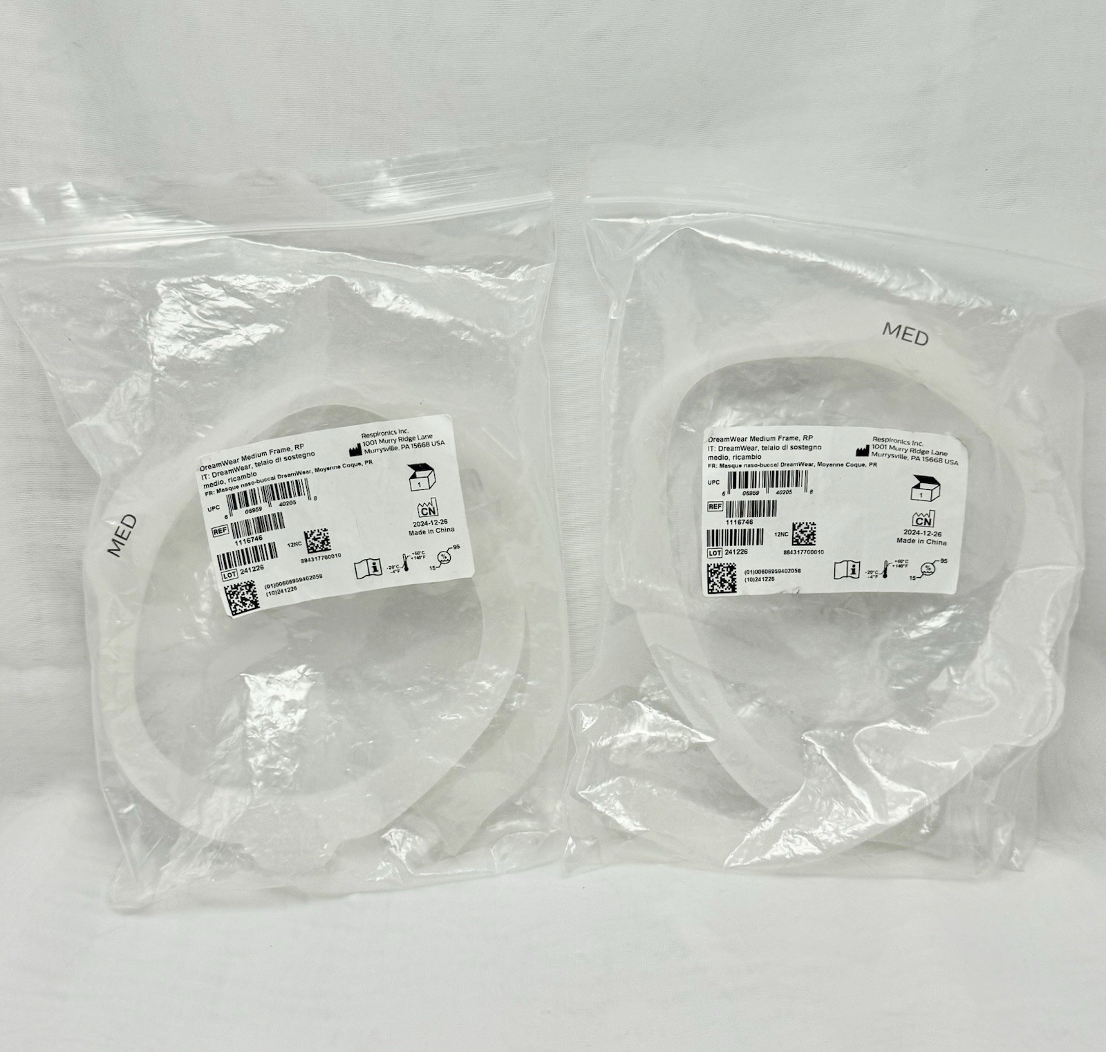 Respironics DreamWear MEDIUM Frame -2 PACK- Model: 1116746 New