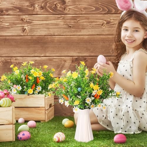 6 Pcs Easter Egg Stems Spring Berry Picks with Eggs Carrot Decoration