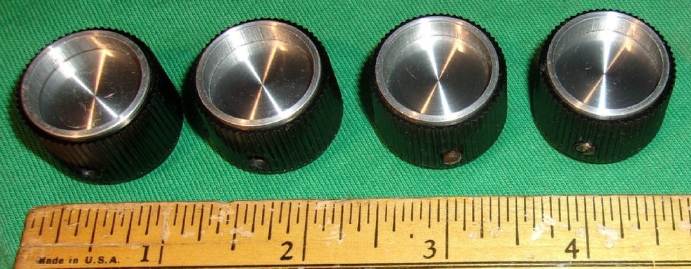 (4) Nice Clean 7/8-Inch TOYO Radio Knobs w/ silver inserts & Slotted Setscrews