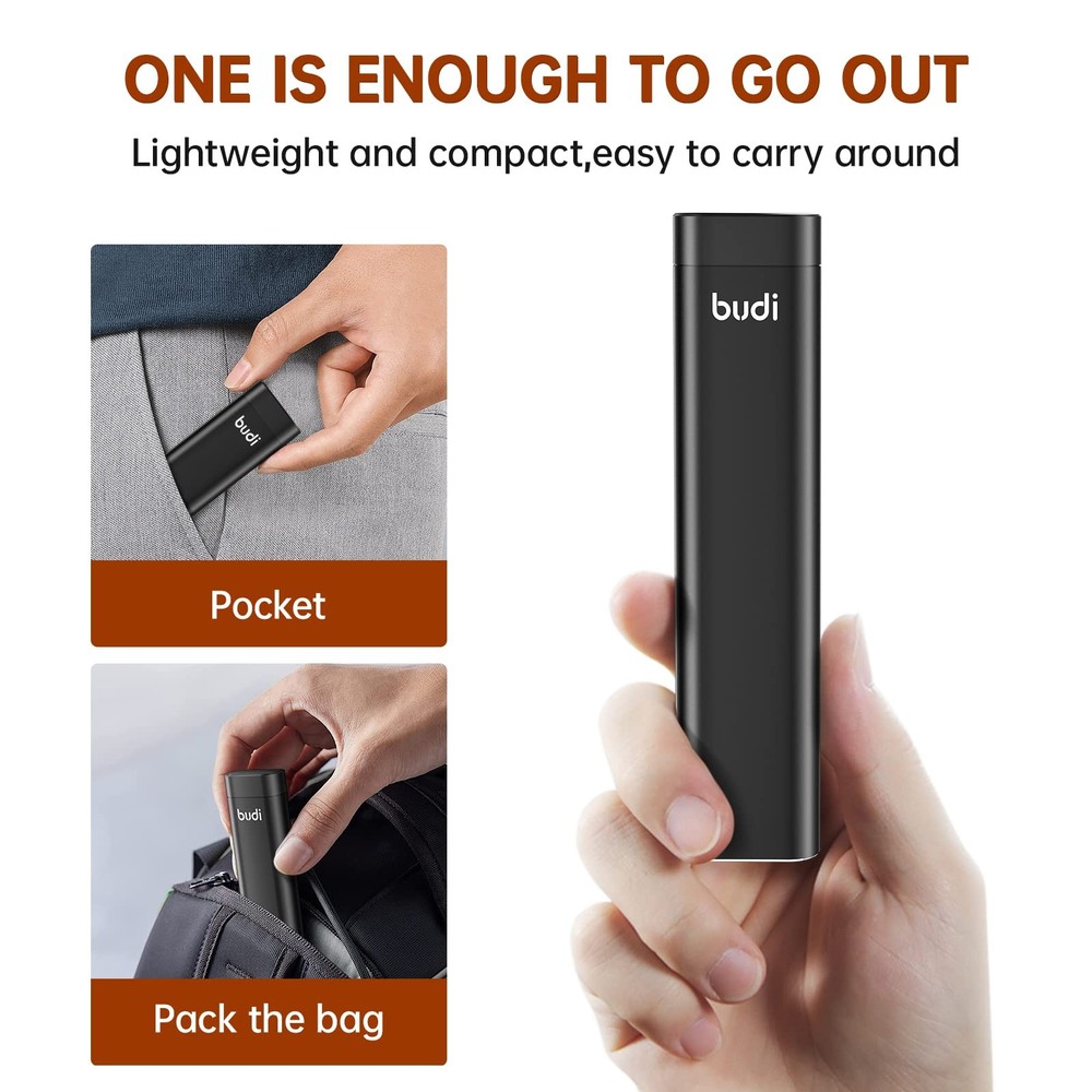 BUDI Multifunctional 9 in 1 Data Cable with USB Type-C Card CLASSIC, BLACK