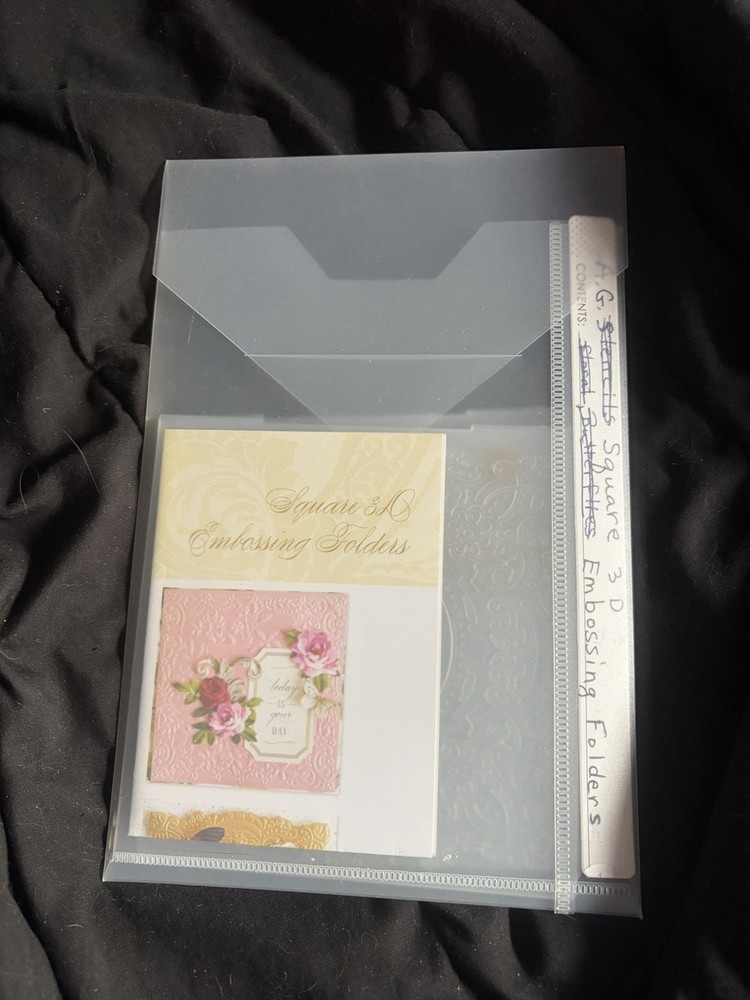 Anna Griffin Square 3D Embossing Folders Set Flowers Plastic Scrapbooking