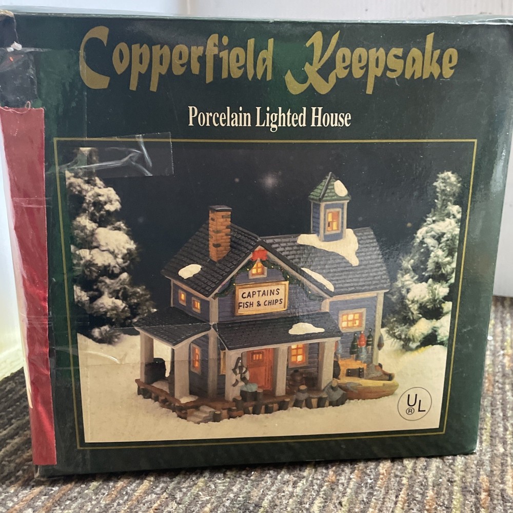 Copperfield Keepsake CAPTAINS FISH & CHIPS Porcelain Lighted House -NO LIGHT