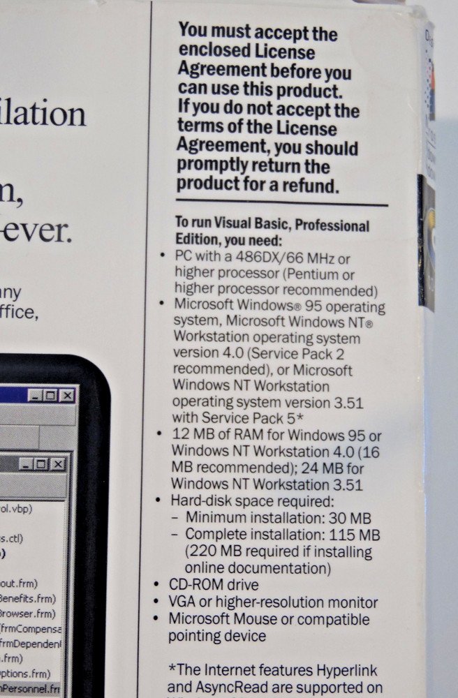 Microsoft Visual Basic 5.0 Professional Edition VB5 Pro CD-ROM in Retail Box