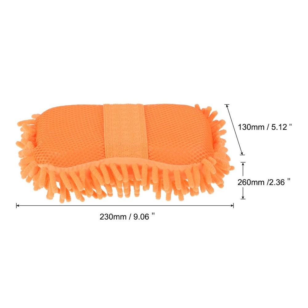 Microfiber Wash Gloves Chenille Cleaning Sponge Mitten Duster Orange