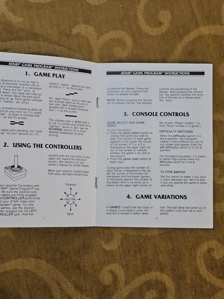 Atari Bowling CX2628 Game Instructions Manual Only