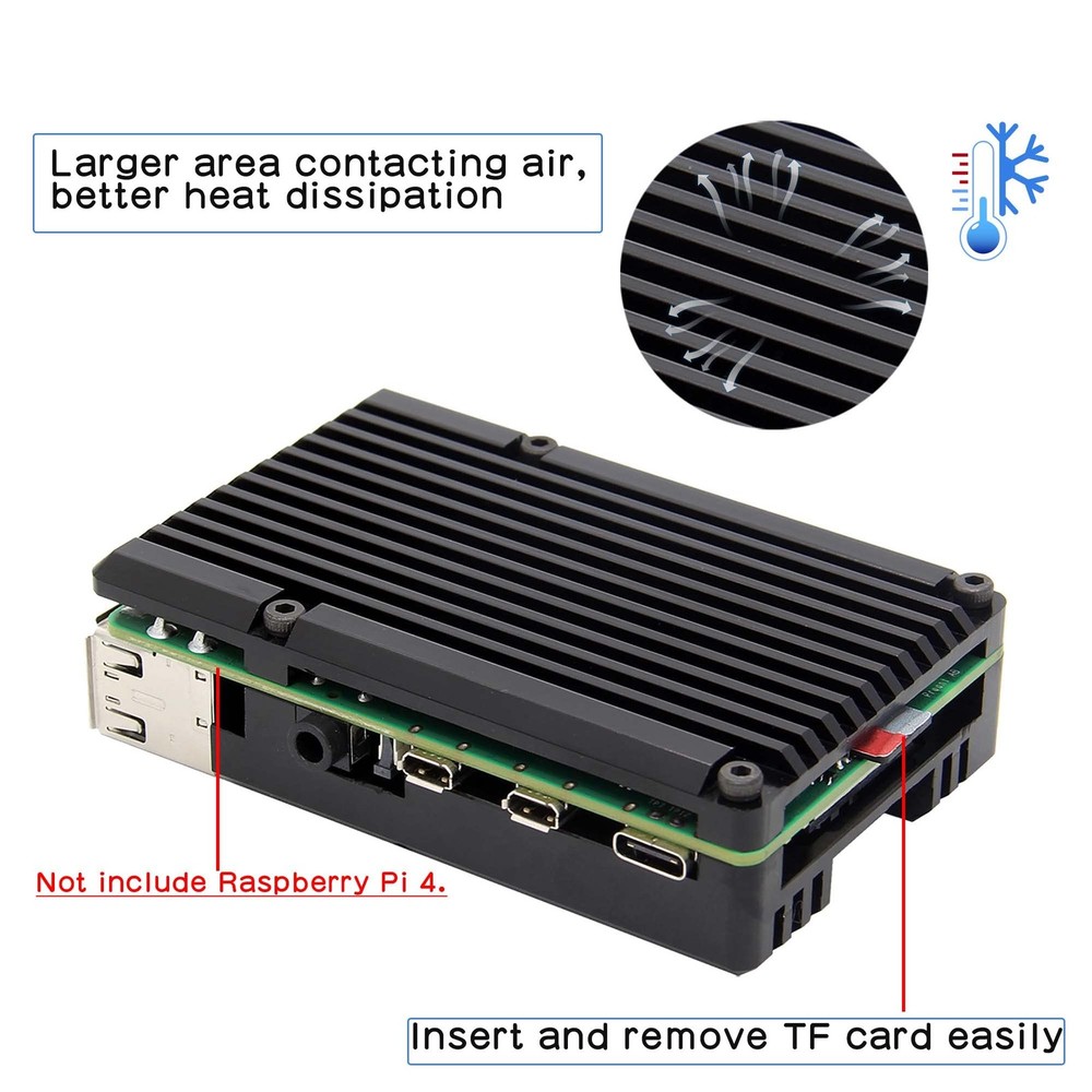 Aluminum Case with Heatsink for Raspberry Pi 4 Model B Passive Cooling,...