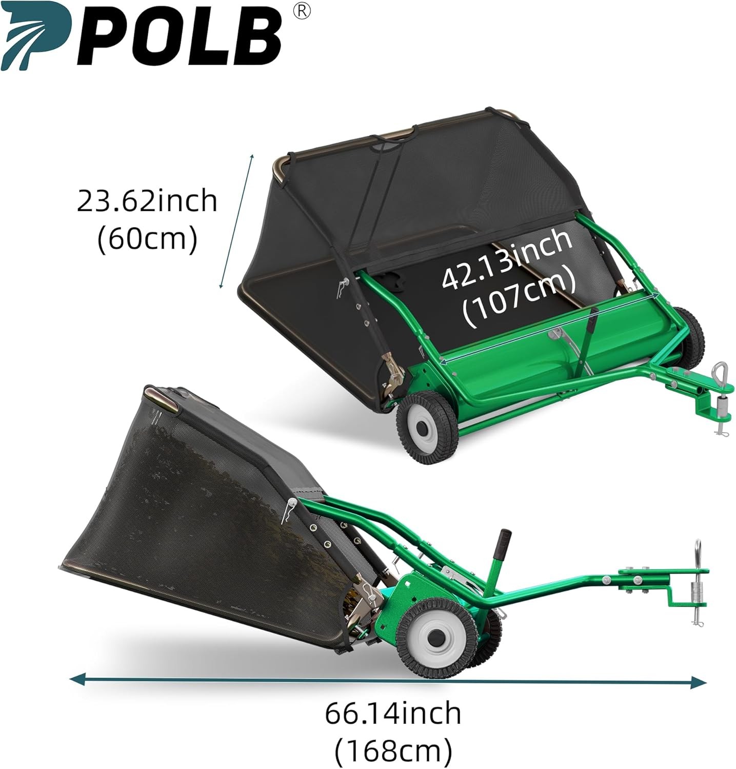 42/48 " Tow-Behind Lawn Sweeper Leaf Yard Collector Adjustable Sweeping Height