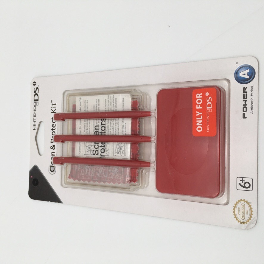 Official Nintendo DS Red Clean & Protect Kit Screen Protector Stylus Set NEW
