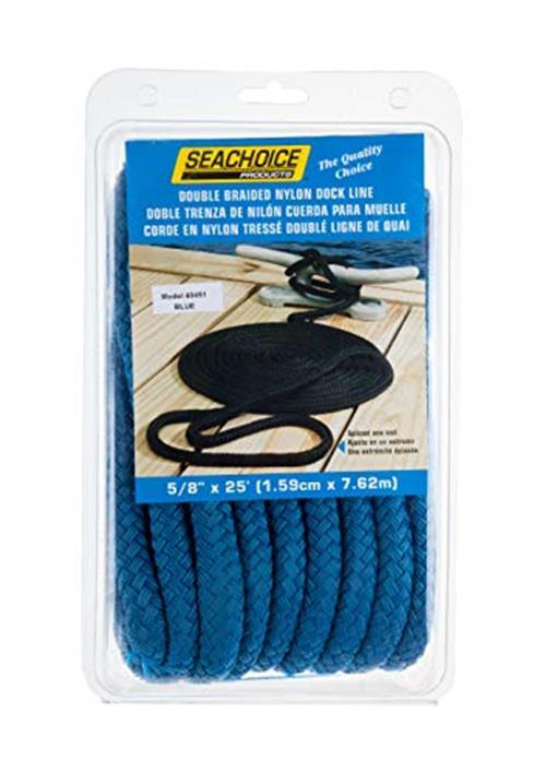SEACHOICE Double-Braid Nylon Dock Line 1/2" x 15' Assorted Colors , Styles