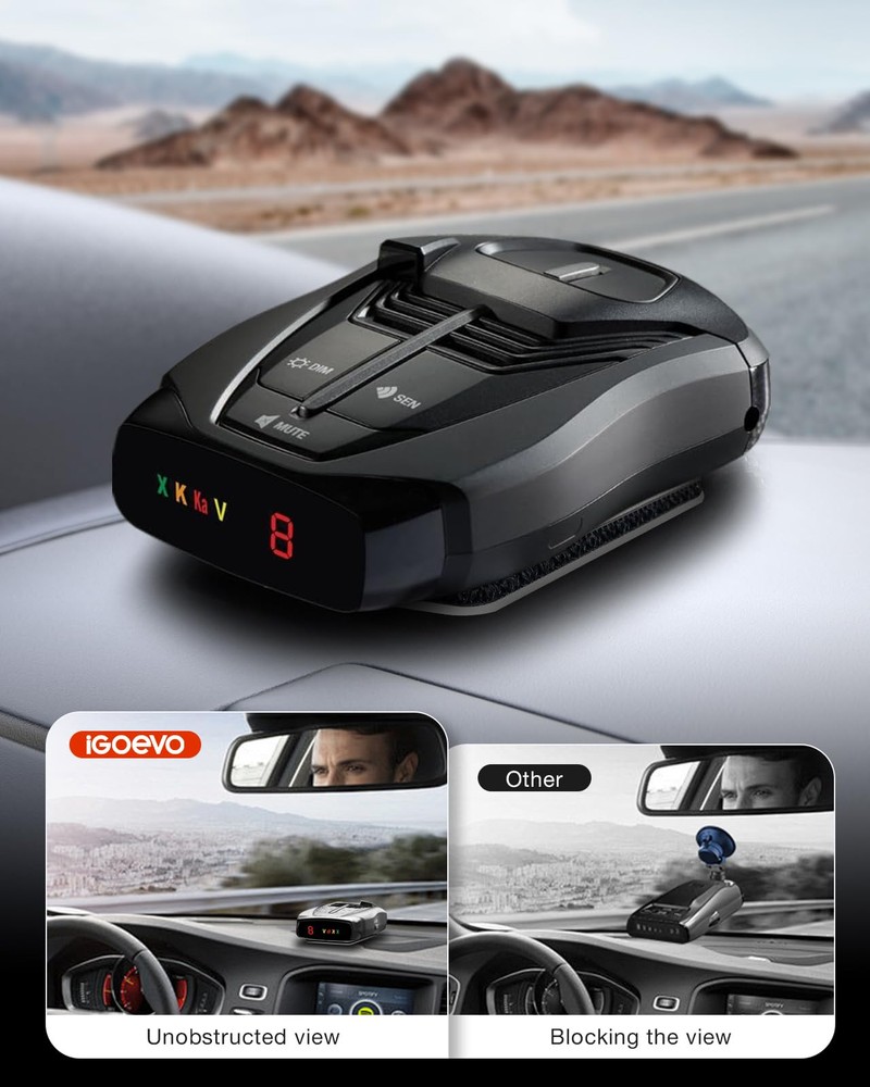 Radar Detector Mount with Dashboard Hook-and-Loop Installation, Tool-Free Set...