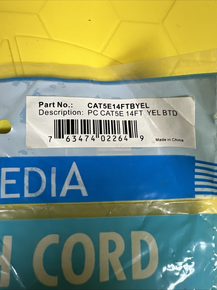 GIGAMEDIA CAT5e 14ft Yellow UTP Patch Cable