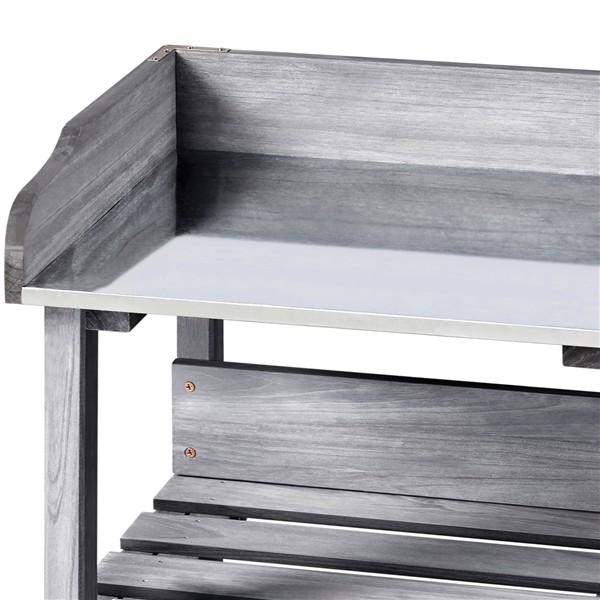 3-layer Outdoor Potting Bench Garden Working Station with Metal Surface
