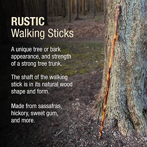 Rustic Hickory Walking Stick with Traditional Handle - Durable & Stylish for Men